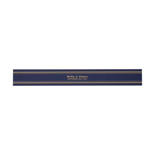 Modern Navy Blue Gold Wedding Invitation Uitnodigingen Wikkel (Vlak)