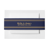 Modern Navy Blue Gold Wedding Invitation Uitnodigingen Wikkel (Voorkant Voorbeeld)