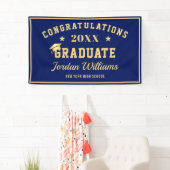 Modern Navy Blue Golden 2024 Graduation Party Spandoek (Insitu)