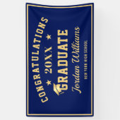 Modern Navy Blue Golden 2024 Graduation Party Spandoek (Verticaal)
