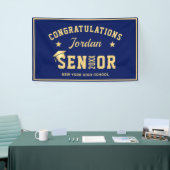 Modern Navy Blue Golden 2024 Graduation Party Spandoek (Beurs)