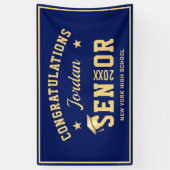 Modern Navy Blue Golden 2024 Graduation Party Spandoek (Verticaal)