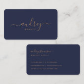 Modern Navy Blue gouden handtekening Visitekaartje (Voorkant / Achterkant)