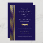 Modern Navy Blue Graduation Party Kaart (Voorkant / Achterkant)