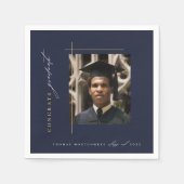 Modern Navy Blue Graduation Party Servet (Voorkant)