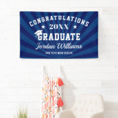 Modern Navy Blue Graduation Party Spandoek (Insitu)