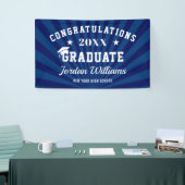 Modern Navy Blue Graduation Party Spandoek (Beurs)