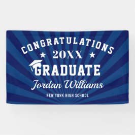 Modern Navy Blue Graduation Party Spandoek