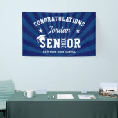 Modern Navy Blue Graduation Party Spandoek (Beurs)