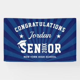 Modern Navy Blue Graduation Party Spandoek