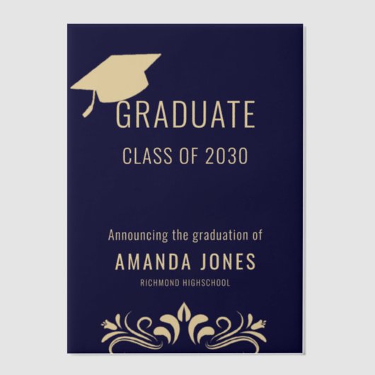 Modern Navy Blue Graduation Party Uitnodiging (Voorkant)
