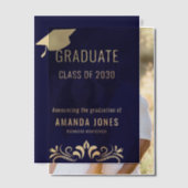 Modern Navy Blue Graduation Party Uitnodiging (Offset (Koppel))