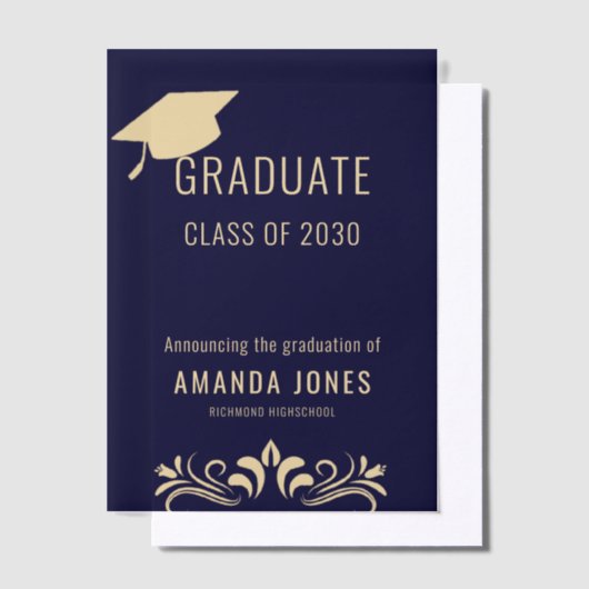 Modern Navy Blue Graduation Party Uitnodiging (Offset)