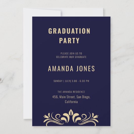 Modern Navy Blue Graduation Party Uitnodiging (Achterkant)