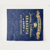 Modern Navy Blue Graduation Photo Booth Backdrop Wandkleed (Voorkant (horizontaal))