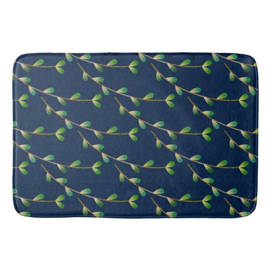 Modern Navy Blue Greenery Badmat (Voorkant)