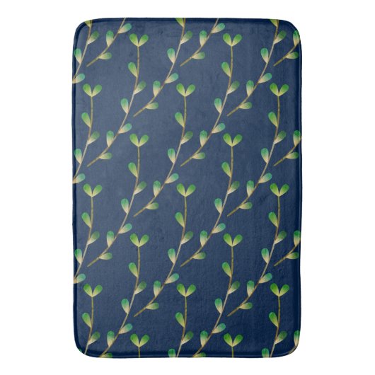 Modern Navy Blue Greenery Badmat (Voorkant Verticaal)