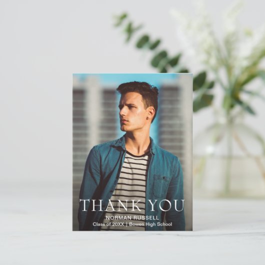 Modern Navy Blue Guy Foto Afstuderen Hartelijk dan Briefkaart (Staand voorkant)