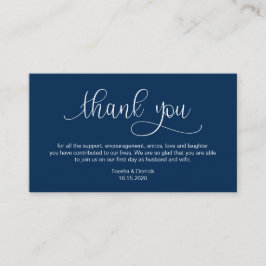 Modern Navy Blue Hand Lettered, Wedding Dank je Informatiekaartje