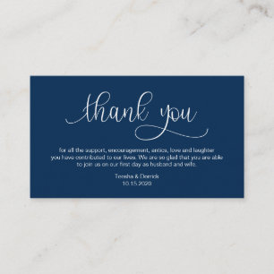 Modern Navy Blue Hand Lettered, Wedding Dank je Informatiekaartje