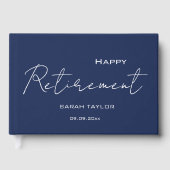 Modern Navy Blue Happy Retirement Personalized  Gastenboek (Voorkant)