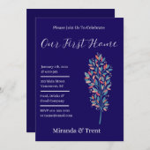 Modern Navy Blue Housewarming Party Kaart (Voorkant / Achterkant)