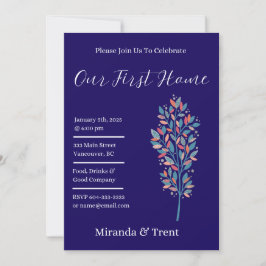 Modern Navy Blue Housewarming Party Kaart