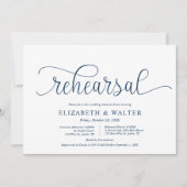 Modern Navy Blue, Huwelijksrepetitie en diner Kaart (Voorkant)