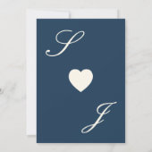 Modern Navy Blue Ivory Floral Monogram Wedding Kaart (Achterkant)