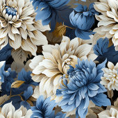 Modern Navy Blue Ivory Gold Floral Bath Towel Bad Handdoek