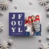 Modern Navy Blue Joyful One Foto van Kerstmis Feestdagenkaart