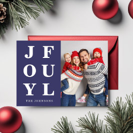 Modern Navy Blue Joyful One Foto van Kerstmis Feestdagenkaart