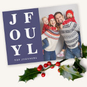 Modern Navy Blue Joyful One Foto van Kerstmis Feestdagenkaart