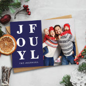 Modern Navy Blue Joyful One Foto van Kerstmis Feestdagenkaart