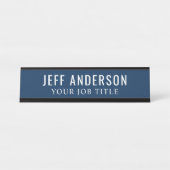 Modern Navy Blue Kantoor werknemer Bureau Naambordje (Voorkant)