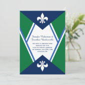 Modern Navy Blue Kelly Green Post Huwelijk Kaart (Staand voorkant)