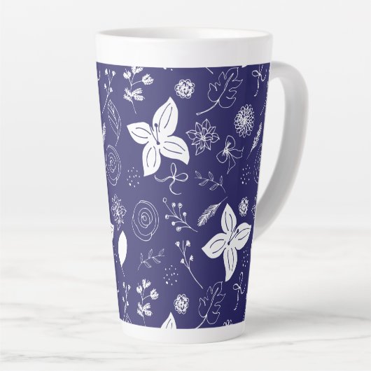 Modern Navy Blue Kerstmis Latte Mok (Rechterhoek)