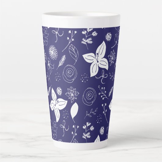 Modern Navy Blue Kerstmis Latte Mok (Voorkant)