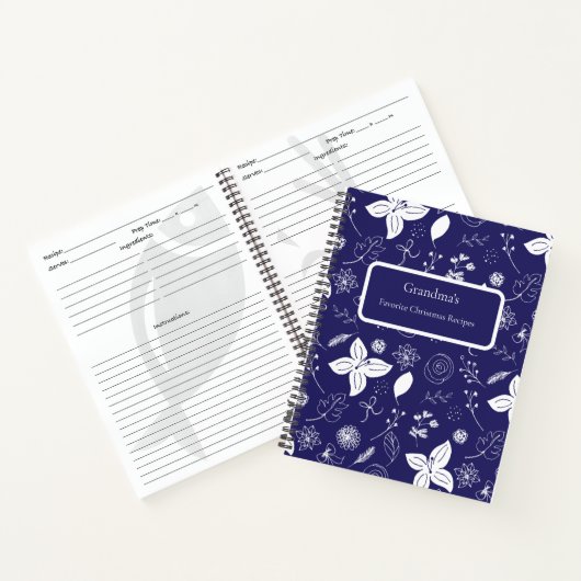 Modern Navy Blue Kerstmis Notitieboek (Binnen)