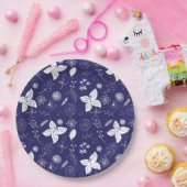 Modern Navy Blue Kerstmis Papieren Bordje (Feest)