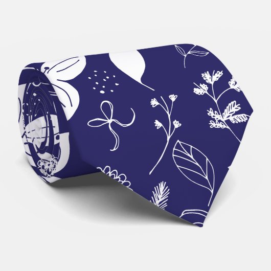 Modern Navy Blue Kerstmis Stropdas (Opgerold)