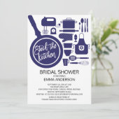 Modern Navy Blue Kitchen Bruids Douche Uitnodiging (Staand voorkant)