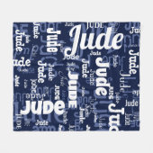 Modern Navy Blue korte naam herhalen patroon Fleece Deken (Voorkant (Horizontaal))