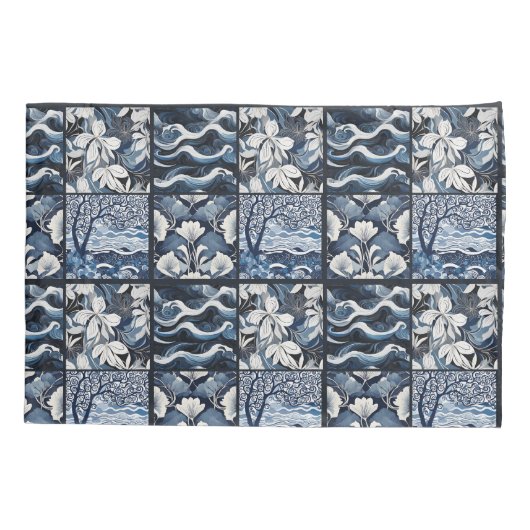 Modern Navy Blue Kussensloop (Achterkant-Links)