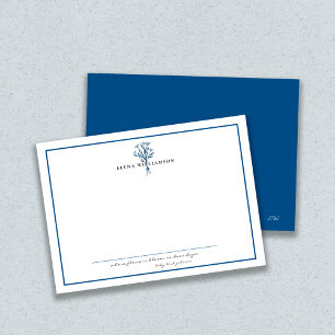Modern Navy Blue Lijst Flowers & Hope gepersonalis Notitiekaartje