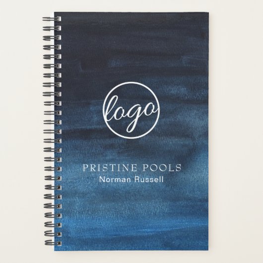 Modern Navy Blue Logo Business Planner (Voorkant)