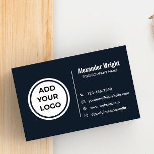 Modern Navy Blue Logo Contact Zakelijke Visitekaar Visitekaartje