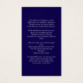 Modern Navy Blue Memorial Prayer Photo Card Visitekaartje (Achterkant)
