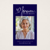 Modern Navy Blue Memorial Prayer Photo Card Visitekaartje (Voorkant)