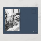 Modern Navy Blue Merry + Bright Christmas Photo  Briefkaart (Achterkant)